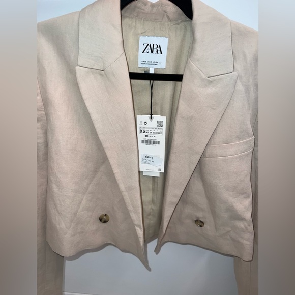 Linen blend cropped blazer Zara - Picture 2 of 6